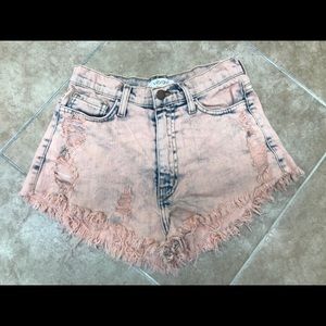 Acid Washed Distressed Shorts
